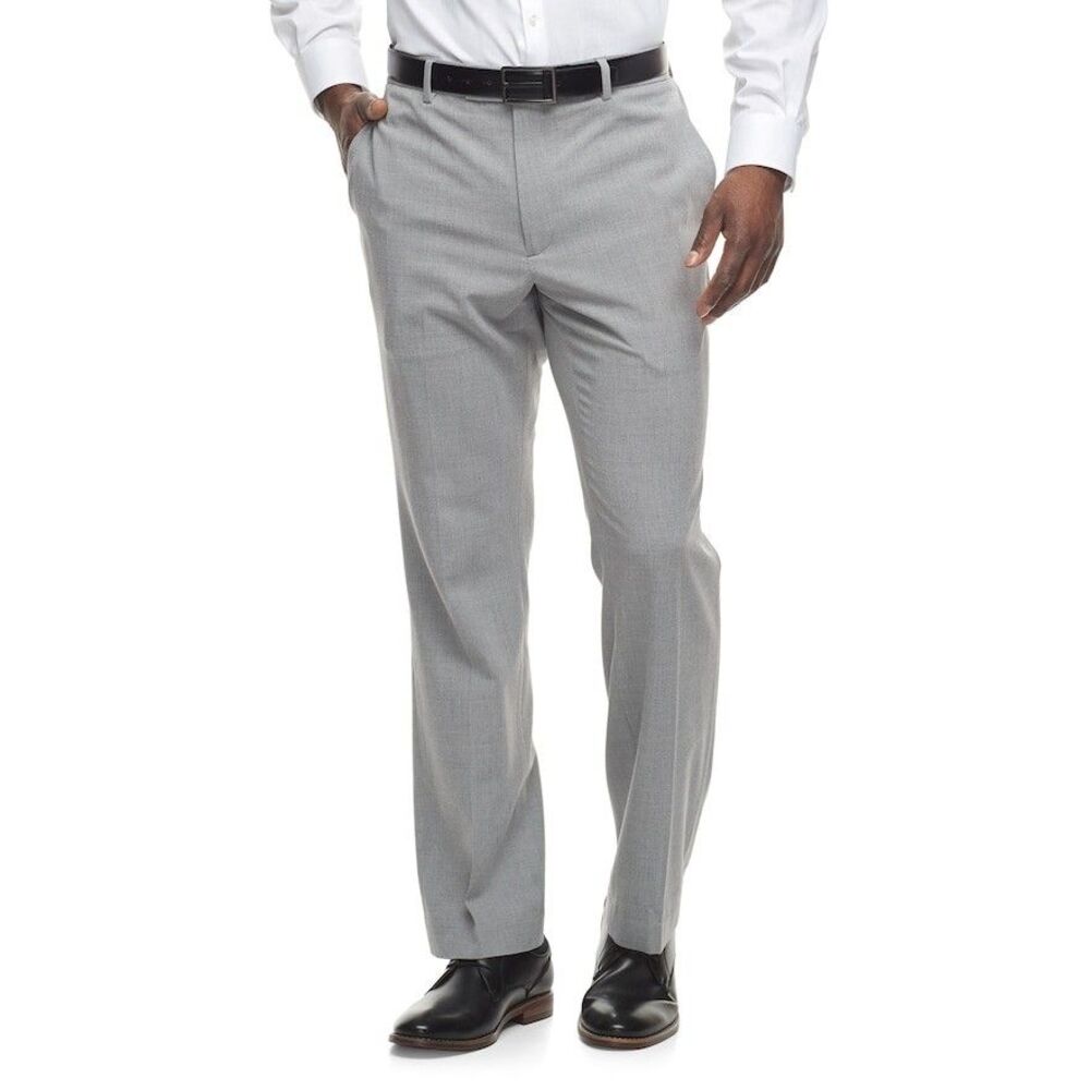 Apt 9 Slim-Fit Premier Flex Dress Pants Mens 30x32 Gray Stretch Waist NEW